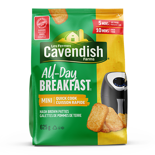 All Day Breakfast Mini Quick Cook Patties, 625g, with an air fryer to showcase optimal crispiness.