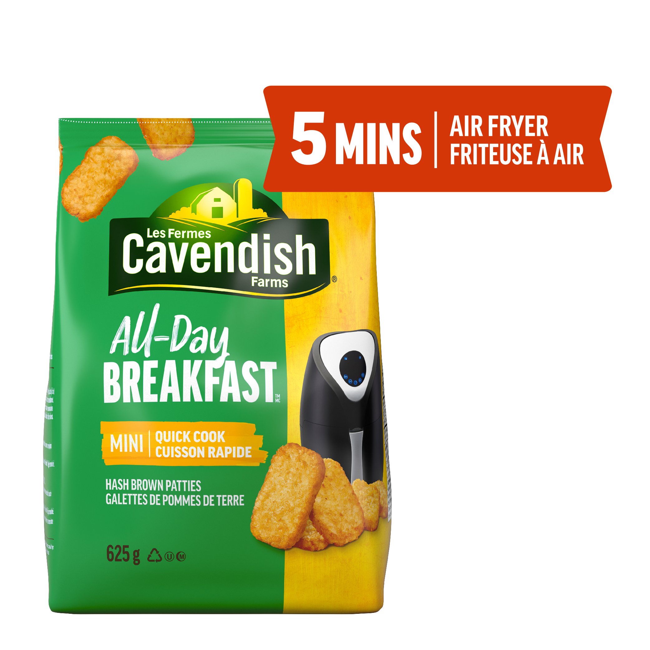 Cavendish Farms All Day Breakfast Mini Quick Cook Patties with a 5 mins Air Fryer Callout
